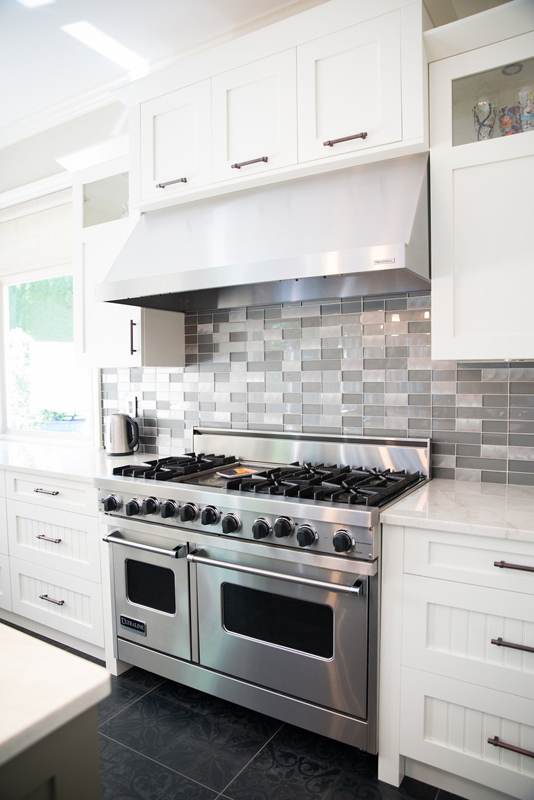 Our statement in the kitchen was the geo glass and metal subway tile.