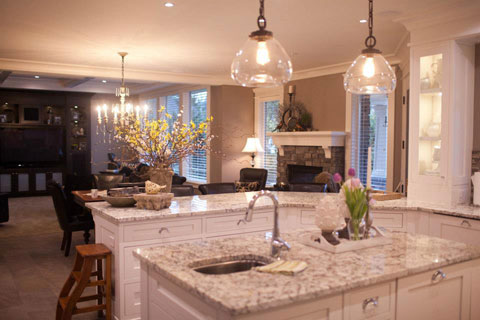 The kitchen spills right into the great room which makes for easy entertaining.